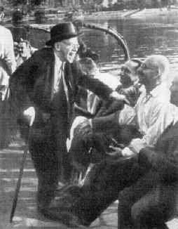 Fejér with Kuratowski and Alexandrov on the Danube in 1950
 