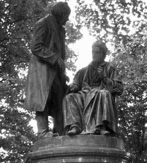 A statue of Gauss and Weber
 