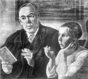 Keynes with his wife Lydia in 1935(painting by W Roberts)
