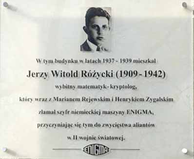 Plaque for Jerzy Rozycki